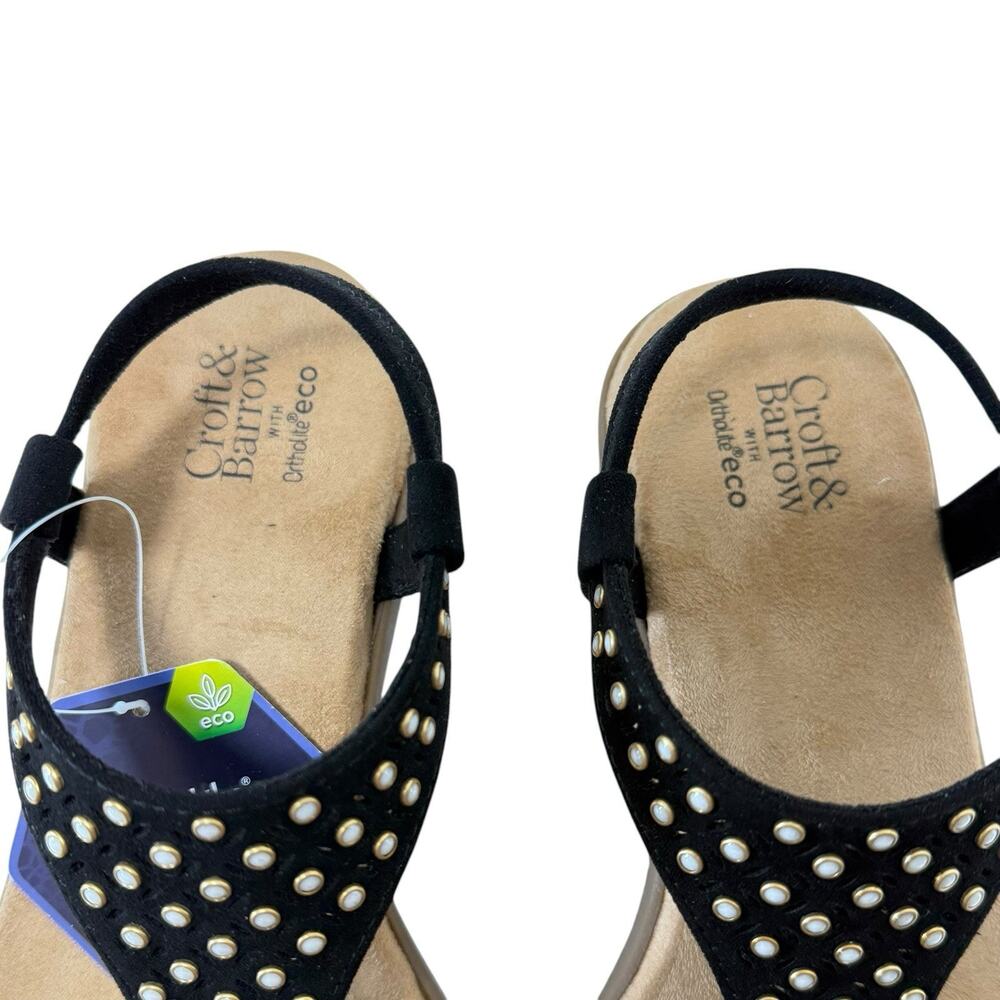 CROFT & BARROW Ortholite Comfort Women's Black & Diamanté Sandals Size /8 - Picture 10 of 12
